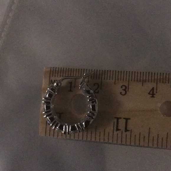 Sterling Silver Diamond Earring - Picture 6 of 6